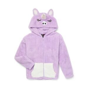NWT Miss Chievous Unicorn Hoodie Jacket Plush Fleece Zip Up Wings Sz L Flawed